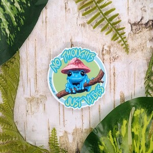 No Thoughts Just Vibes Frog Sticker