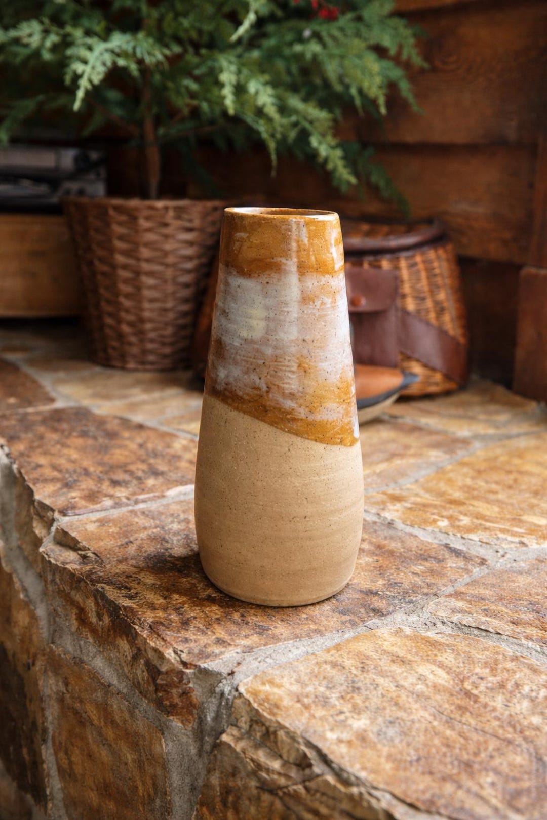 Hand Thrown Stoneware Vase - Earthy Neutral Pottery - Rustic Modern ...