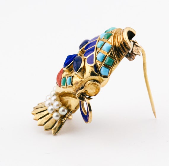 Boucheron Retro Era African Mask Lapis Turquoise … - image 3