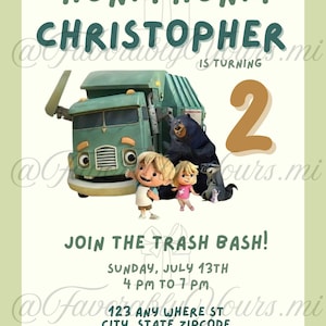 Pacchetto stampabile personalizzato per la festa di compleanno Trash Bash / Download digitale