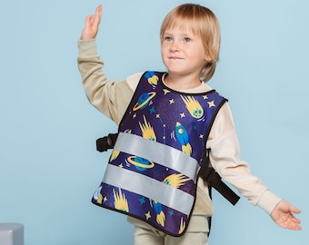 Cosmic Explorer: Kids Reflective Safety Vest with Space-themed Designs - Amplify Visibility for Outdoor Cosmic Adventures