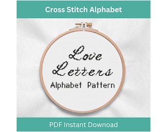 Cross Stitch Alphabet Pattern - Cursive Cross Stitch Pattern, Digital Download, Romantic Alphabet, Instant Download PDF