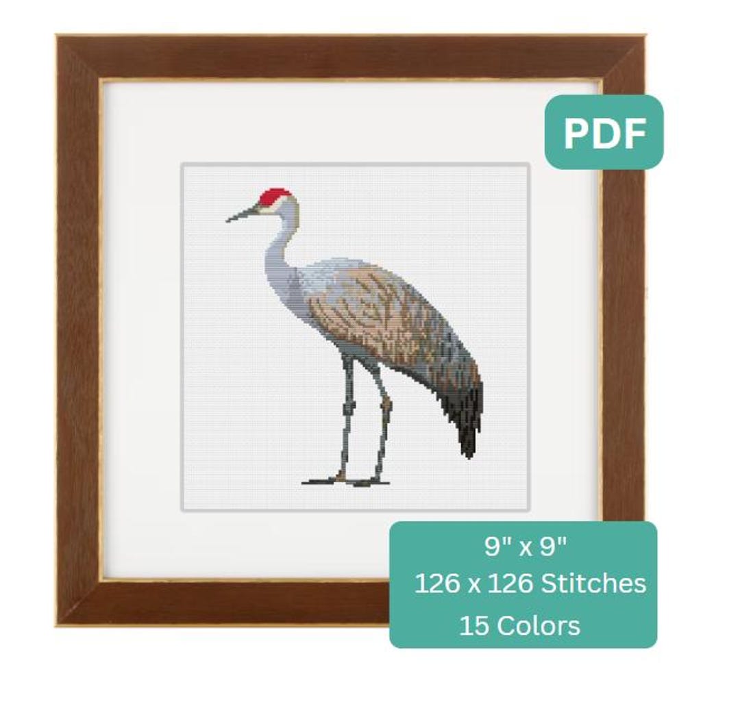 Cross Stitch Pattern Sandhill Crane, Modern, Easy X-stitch Pattern ...