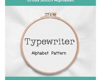 Cross Stitch Alphabet Pattern - Typewriter Font, Cross Stitch Letters, Digital Download, Instant Download PDF