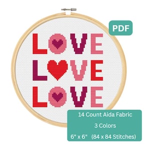 Love Cross Stitch Pattern, Wedding Cross Stitch - Easy Cross Stitch For Beginners, Instant Download PDF