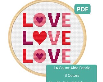 Love Cross Stitch Pattern, Wedding Cross Stitch - Easy Cross Stitch For Beginners, Instant Download PDF