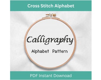 Cross Stitch Alphabet Pattern - Calligraphy Cross Stitch Pattern, Cross Stitch Letters, Digital Download, Instant Download PDF