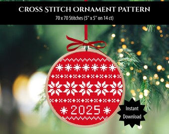 Patrón de punto de cruz Fair Isle - Adorno de punto de cruz, descarga instantánea en PDF