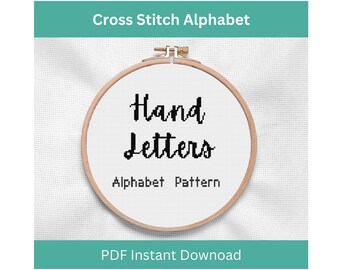 Cross Stitch Alphabet Pattern - Hand Letters Cross Stitch Pattern, Digital Download, Instant Download PDF