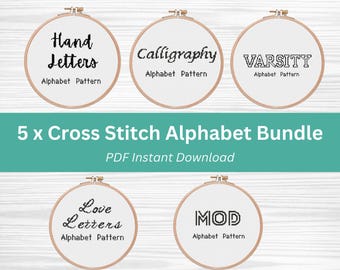 Cross Stitch Alphabet BUNDLE - Calligraphy Cross Stitch Pattern, Cross Stitch Letters, Digital Download, Instant Download PDF
