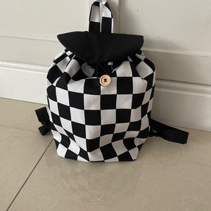 Black and White Check Backpack
