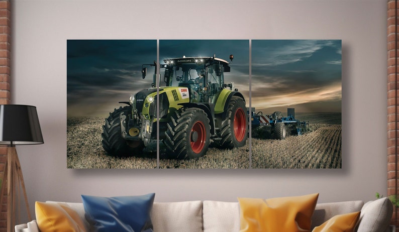 Picture Claas Arion 660 gift for an agriculture fan Highest quality triptych on foam picture on canvas poster Canvas image 1