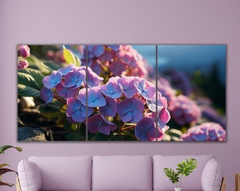 Picture NATURE - FLOWERS - HYDRENSION - garden - spring - gift - simple assembly - triptych on foam - picture on canvas - poster - Canvas