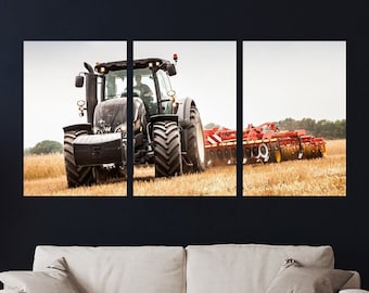 Quadro VALTRA - perfetto per un regalo - trattore agricolo - regalo - montaggio semplice - trittico su schiuma - quadro su tela - poster - Tela