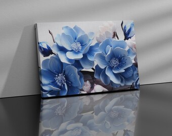 NATURE - FLOWERS - BLUE - garden - spring - plants - gift - simple assembly - triptych on foam - painting on canvas - poster - Canvas