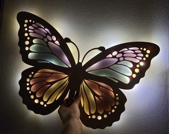 LED lamp - battery operated - night lamp - BUTTERFLY - PERSONALIZATION - boy - girl - children - unique gift