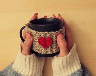 Cup Cozy - Crochet cup warmers with decoration