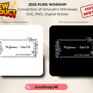 Adoration pure convention 2025 JW Sticker | Fichier PNG Goodnotes SVG | Sticker numérique Témoin de Jéhovah | Licence PoD incluse