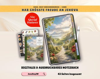 2026–2027 JW Kreiskongress Hab größte Freude an Jehova | dem Vertreter des Zweigbüros CABR German Deutsch Digitales ausdruckbares notizbuch