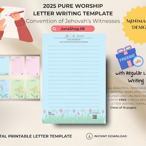 2025 Reine Anbetung Brief schreiben | 4 Schöne Designs | Deutsch | JW Brief schreiben druckbare Papiervorlage | 2025 JW Convention |