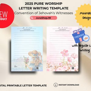 2025 Reine Anbetung Brief schreiben | 8 Schöne Designs | Deutsch | JW Brief schreiben druckbare Papiervorlage | 2025 JW Convention |