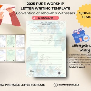 2025 Reine Anbetung Brief schreiben | 4 Schöne Designs | Deutsch | JW Brief schreiben druckbare Papiervorlage | 2025 JW Convention |