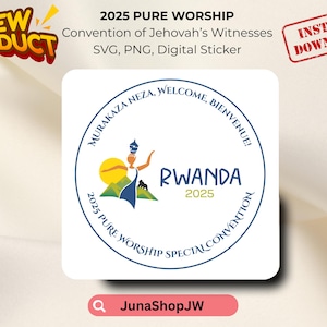Pegatina de la Convención de los Testigos de Jehová de Adoración Pura 2025 / Ruanda / Archivo SVG PNG de Goodnotes / Pegatina digital de los Testigos de Jehová / Licencia PoD incluida