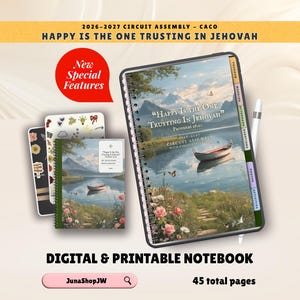 2026-2027 JW-kringvergadering met kringopziener | Gelukkig is degene die op Jehovah vertrouwt | CACO digitaal printbaar notitieboek