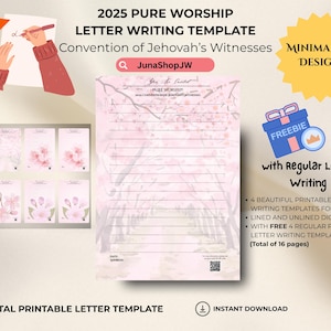 2025 Reine Anbetung Brief schreiben | 4 Schöne Designs | Deutsch | JW Brief schreiben druckbare Papiervorlage | 2025 JW Convention |