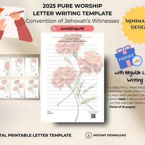 2025 Reine Anbetung Brief schreiben | 4 Schöne Designs | Deutsch | JW Brief schreiben druckbare Papiervorlage | 2025 JW Convention |