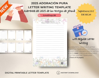 2025 Adoración Pura Letter Writing | JW CONVENTION | Español Spanish | Printable Paper Template | Asamblea Adoracion Pura | 4  Designs |