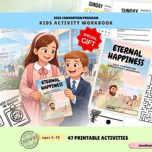 Eternal Happiness JW Kids Activity Workbook 2026 Convention | Printable Learning Book | 5-12 Years Old | 47 pages PDF