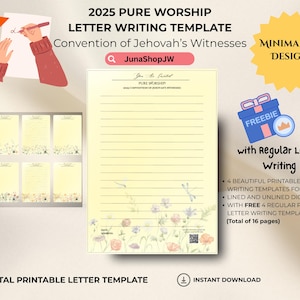 Carta de Adoración Pura 2025 / 4 Hermosos Diseños / Inglés / Plantilla de Papel Imprimible para Cartas de los TJ / Convención de los TJ 2025 /