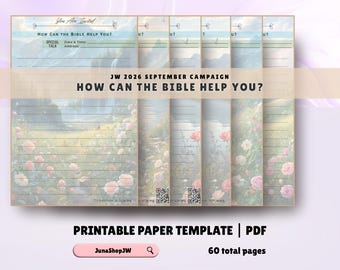 ¿Cómo puede ayudarte la Biblia? / Campaña de septiembre de 2026 para escribir cartas a los Testigos de Jehová / Papelería de los Testigos de Jehová / Tamaño A4/A5 (para correo postal estadounidense) / Papel digital imprimible