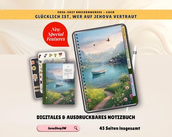 2026–2027 JW Kreiskongress Glücklich ist wer auf Jehova vertraut mit dem Kreisaufseher CACO German Deutsch Digitales ausdruckbares Notizbuch