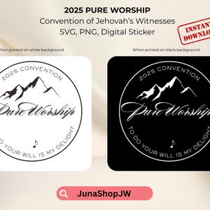 Adoration pure convention 2025 JW Sticker | Fichier PNG Goodnotes SVG | Sticker numérique Témoin de Jéhovah | Licence PoD incluse