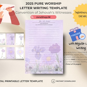 Carta de Adoração Pura de 2025 | 4 lindos designs | Inglês | Modelo de papel para impressão de cartas das Testemunhas de Jeová | Convenção das Testemunhas de Jeová de 2025 |