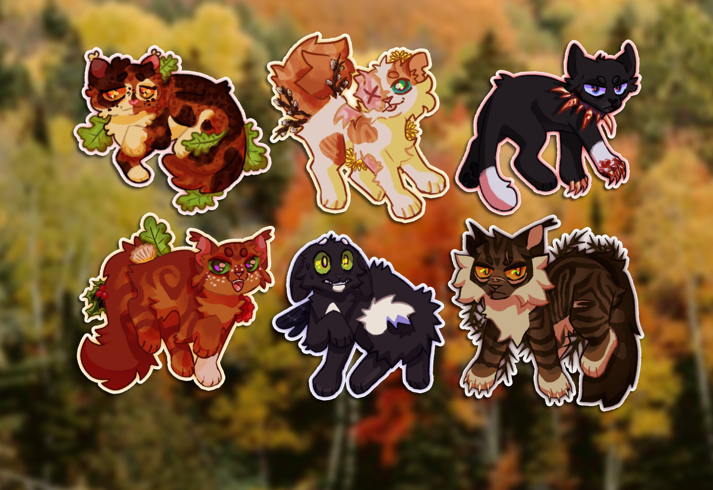 Cute Warrior Cats Sticker set