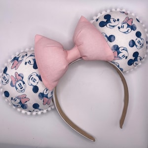 Orejas de Minnie Mouse - Tamaño: Adulto Orejas de Mickey Mouse de Disney - Lazo Rosa - Noche Estrellada - Oreja de Disneyland