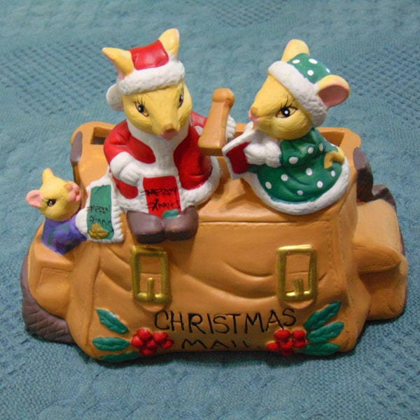 Vintage Ceramic Christmas Mailbag Card Holder