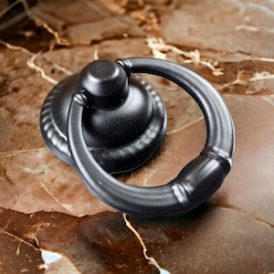 Pomello ad anello nero opaco, pomello rotondo per mobile, maniglia a foro singolo per cassetto, ferramenta vintage per mobili, decorazione gotica
