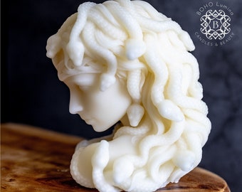 Medusa Pillar Candle, All Natural Soy Wax Candle, Decorative Candle, Birthday Candle, Modern Candle