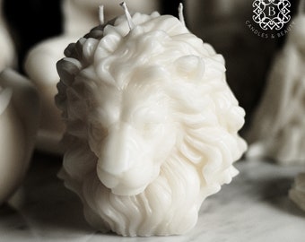 Lion Head Pillar Candle, All Natural Soy Wax Candle, Decorative Candle, Birthday Candle, Modern Candle