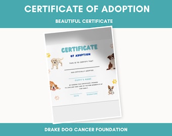 Personalized Dog Adoption Certificate: Printable PDF for New Pet Owners & Rescue Organizations
