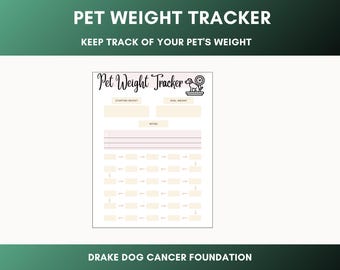 Pet Health Monitoring Sheet: Weight Tracker for Senior, Chronically Ill & Recovering Animals