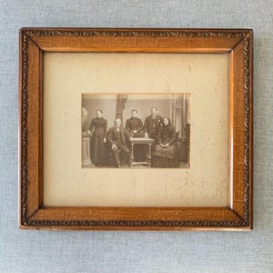 Antique Ornate Framed Black And White Portrait Photograph Of Group