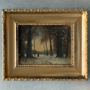 Vintage Ornate Framed Painting Winter Landscape