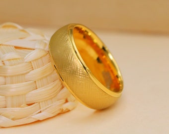 Mens Gold Tungsten Wedding Band, Women's Gold Wedding Ring, Florentine Engagement Ring, His Wedding Band, Mens Engagement Ring, Promise Ring