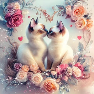 La Saint-Valentin chat Couples clipart 100 PNG en téléchargement numérique (LMHVALENTINECATS401-500) usage commercial