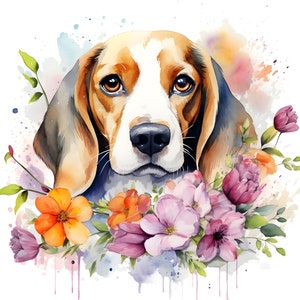 Cani e fiori pronti per la stampa, pacchetto di trasferimento termico a sublimazione di 10 stampe di immagini (PBflc 31-40)